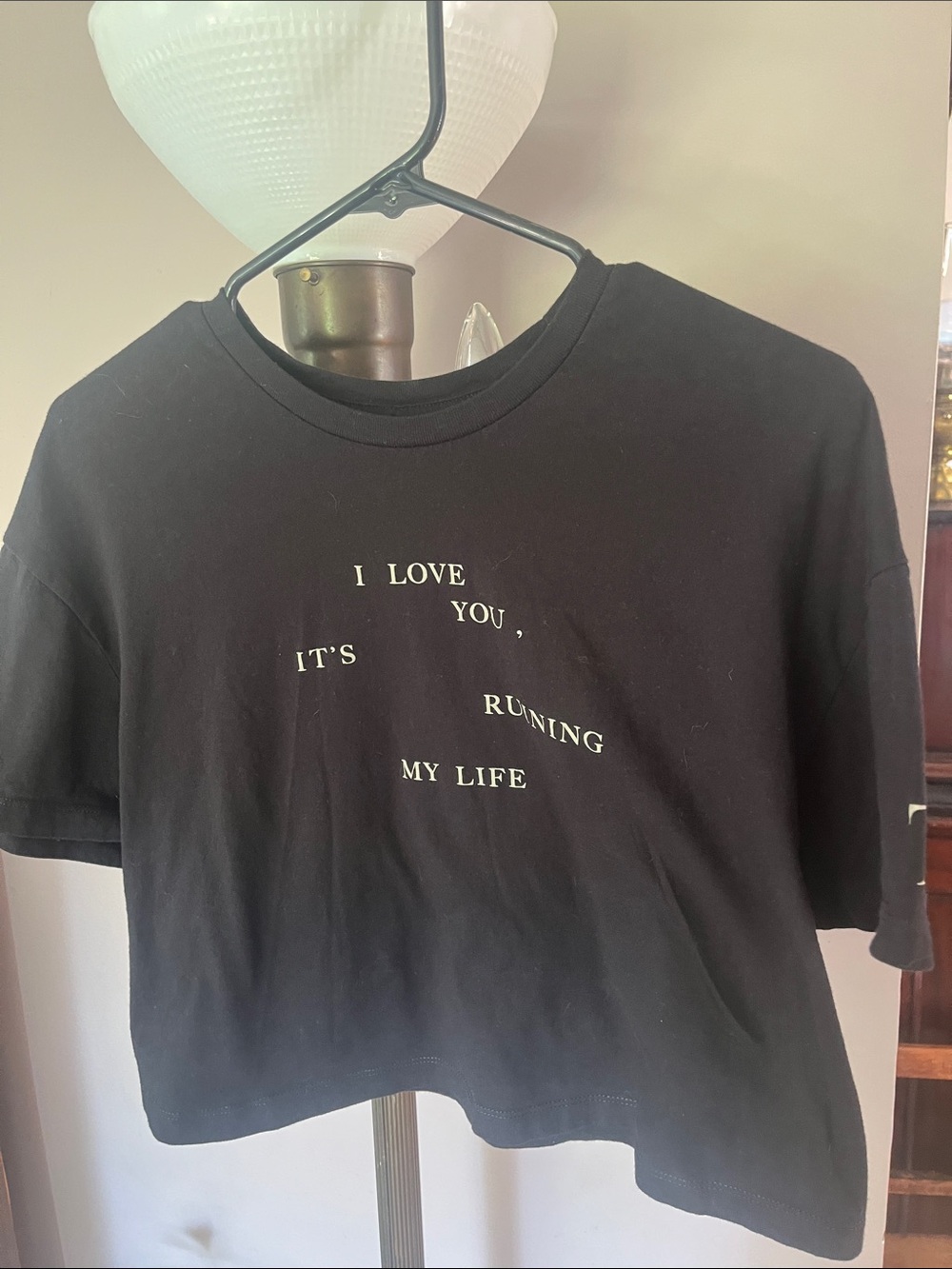 Taylor Swift Black Graphic Crop Tee - I Love You Print
